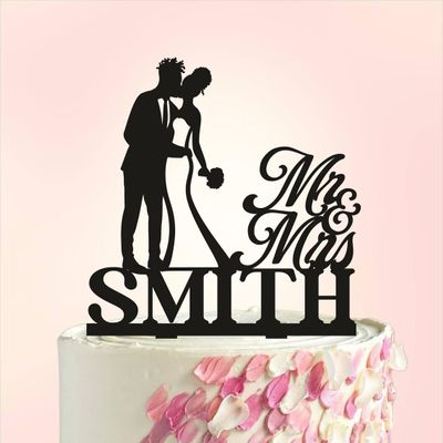 TiTaicor Afro Wedding Cake Topper,African American Cake Topper,Wedding Cake Topper,Afro-American bride and groom Cake Insert for Proposal Wedding Engagement Anniversary Birthday Party Shower.