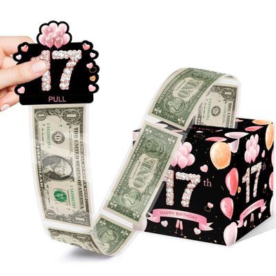 17th Birthday Surprise Cash Gift Box with 35PCS Bags