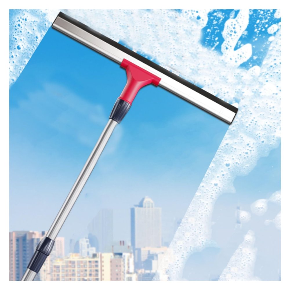 14 18 24 36 Inch Long Squeegee Window Cleaner 2 in 1, Portable Reusable Window Cleaning Tool Kit/ Window Washer, with 1 Telescopic Rod, for Shower Glass Door/ Mirror ( Size : 35cm/13.8inch long Squeeg