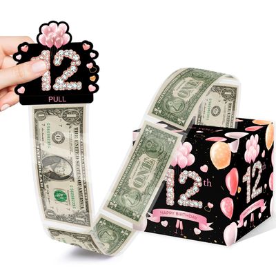 12th Birthday Surprise Gift Box, Happy Birthday Money Gift Boxes for Cash, 12th Birthday Gifts for Boys Girls, Birthday Party Decorations Supplieswith 35PCS Bags