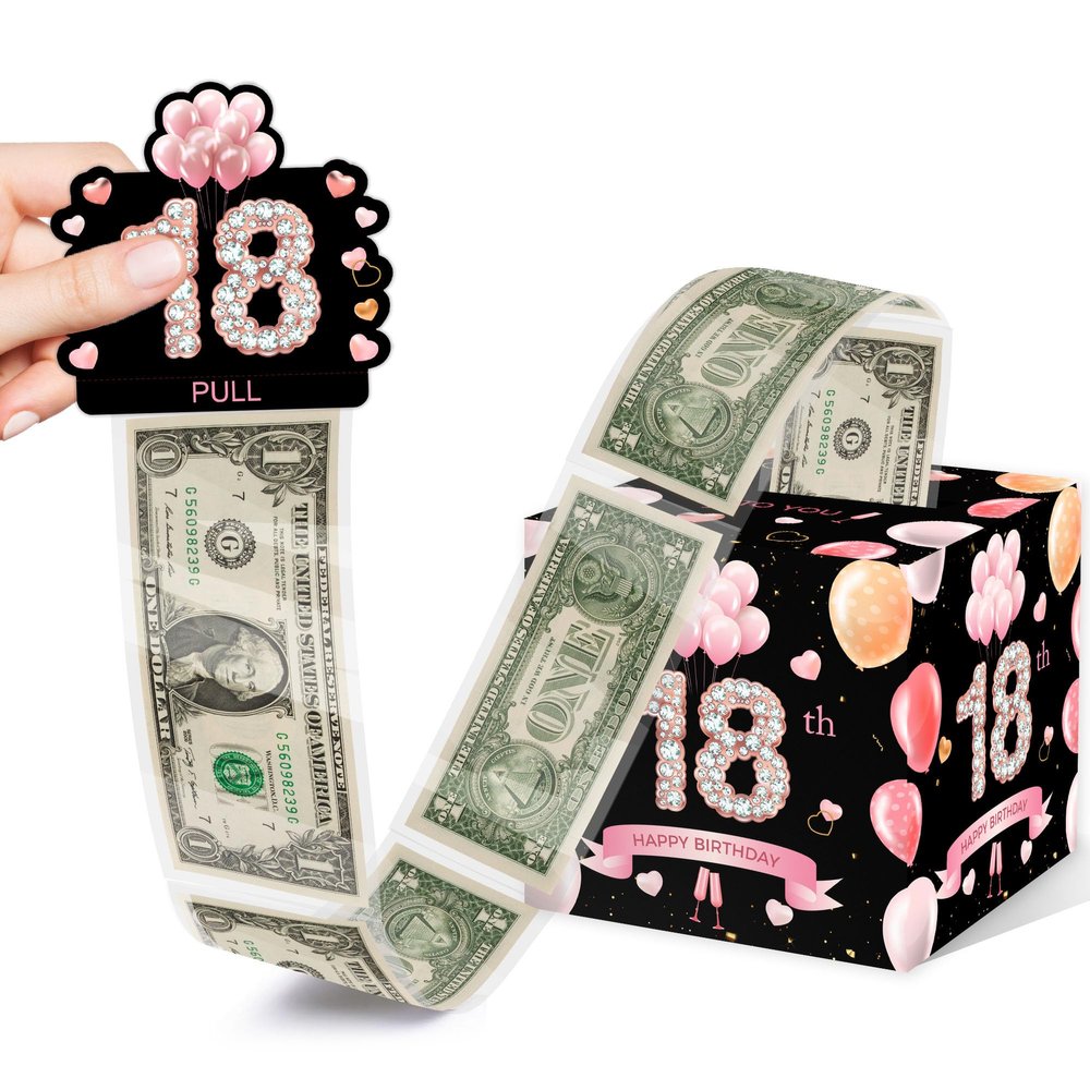 18th Birthday Surprise Gift Box, 18th Birthday Gifts for Boys Girls, Happy Birthday Money Gift Boxes for Cash, 18th Birthday Party Decorations Supplieswith 35PCS Bags