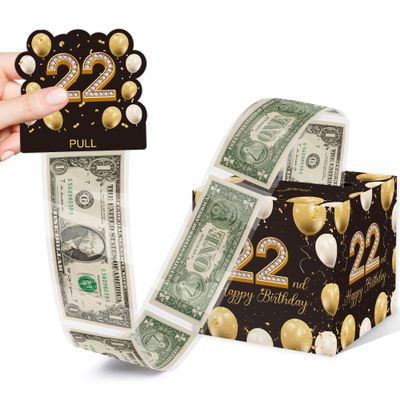 Azbuk 22nd Birthday Gift Box, Polka Dots, Modern, One Size, 5x4.7x0.1 inches, 35 Pouches, Glossy Finish, Birthday Occasion