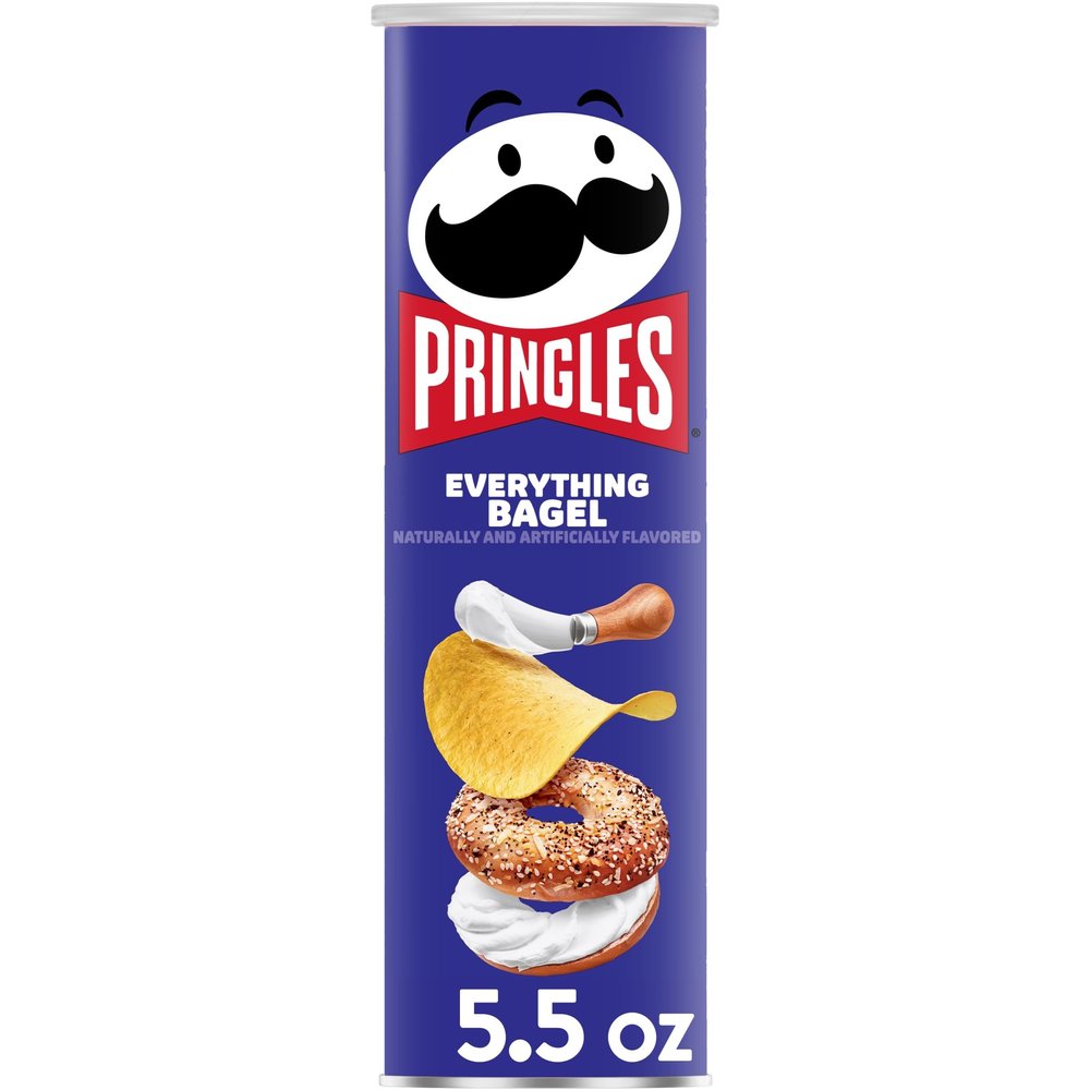 Pringles Potato Crisps Chips, Lunch Snacks, On-the-Go Snacks, Everything Bagel, 5.5oz Can (1 Can)