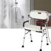KarFri Shower Chair Foldable Height Adjustable Padded Tub Shower Seat Shower Bench with Backrest and Handles Non-Slip Disabled Bathroom Bathtub Chairs (Color : White) view 2