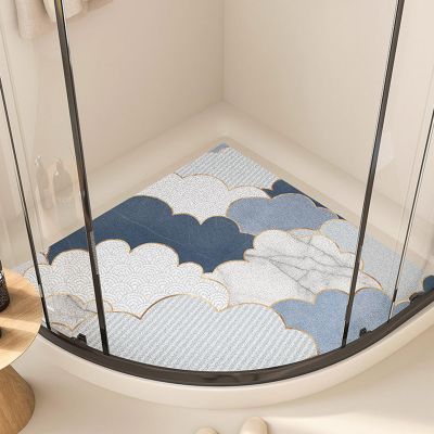 EUPXRHY Anti Slip Corner Shower Mat with Drainage Holes, PVC Loofah Shower Anti Slip Mat, Bathmat Quick Dry and Easy to Clean, Shower Floor Mat Non Slip,E,80x80cm(32x32inch)