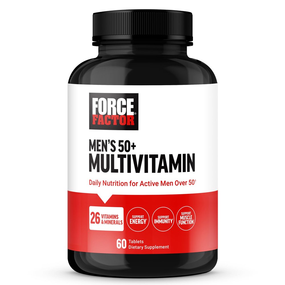 Force Factor Mens Multivitamin 50 Plus, Multivitamin for Men with 26 Vitamins and Minerals, and Phytonutrients to Support Energy, Immunity, and Muscle Function, 60 Tablets