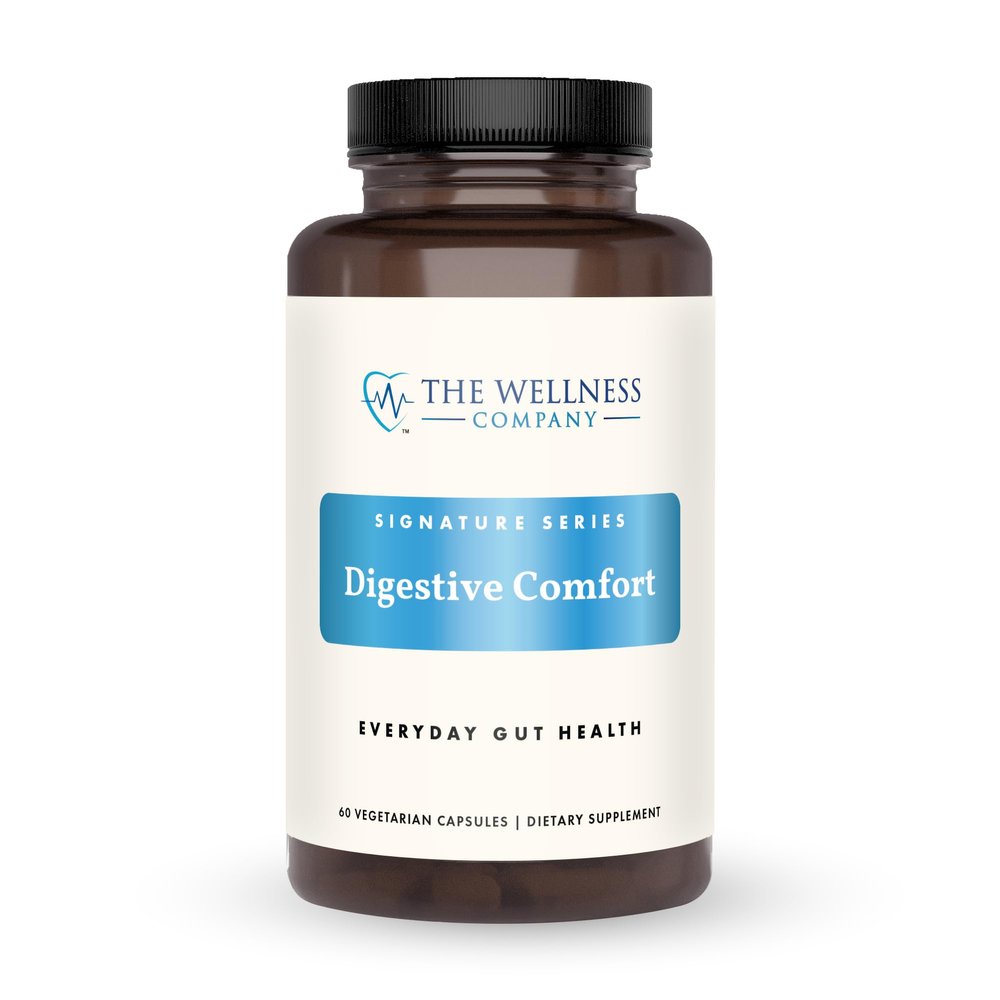The Wellness Company Digestive Comfort - Bloat & Gas Relief, Anti-Heart Burn, IBS, Fast Acting, Gut Health - 5 Enzymes, Peppermint & Ginger Root | 60ct (1 Month Supply)