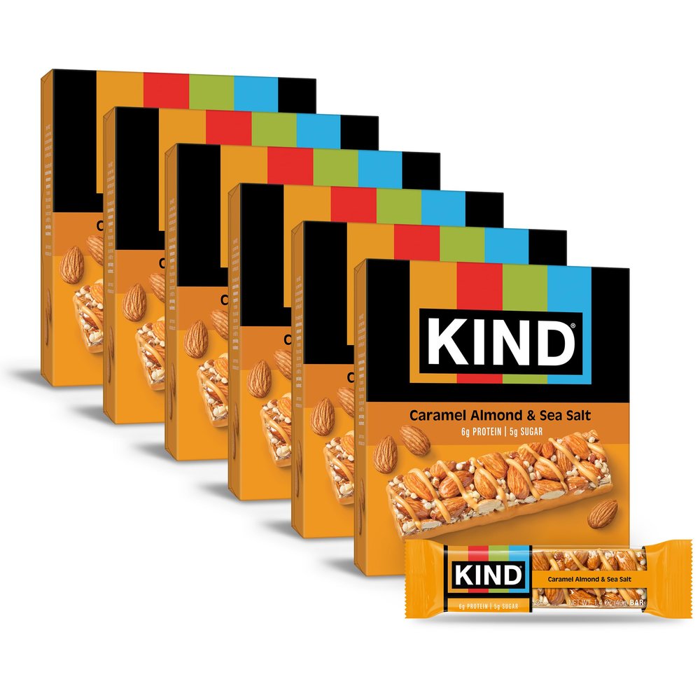 KIND Bars, Caramel Almond & Sea Salt, Healthy Snacks, Gluten Free, Low Sugar, 6g Protein, 36 Count