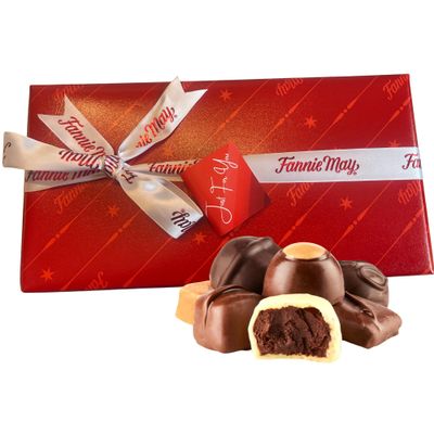 1lb. Assorted Chocolates with Dark and Milk Chocolate Vanilla Buttercreams, Trinidads, Butter Toffee, Artistix Christmas Shoppe Gift Tag - Holiday Wrap and Ribbon