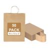Excellent 10x5x13 Brown Kraft Paper Shopping Bags, Merchandise, Retail Bags, Party Favor Gift Bags, Large Paper Sacks with Handles available in Packs of 25/50/100/250CT (50) view 1