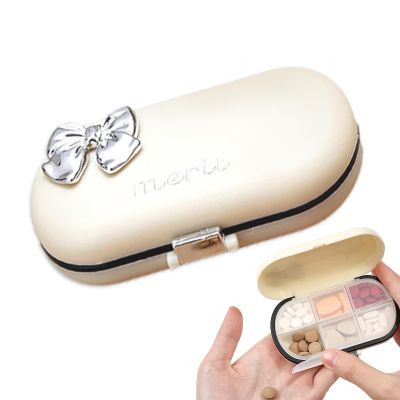 Pill Case for Purse,Medicine Pill Organizer | 4/6 Compartments Portable Pill Case Portable Pill Organizer Cute for Cod Liver Oil Supplements Kumprohu