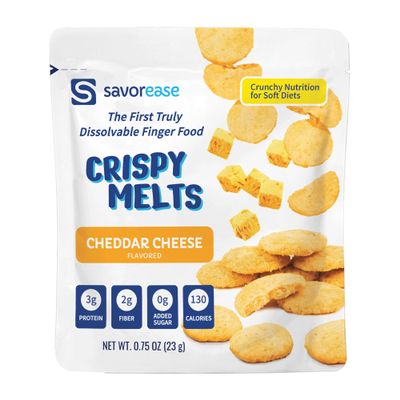 Savorease Crispy Melts Vegan Cheddar Cheese Flavored  Crunchy Gluten-Free & Non-Dairy Dissolvable Finger Food for Soft Diets Made from Plant-Based Ingredients with No Added Sugar  12 pack