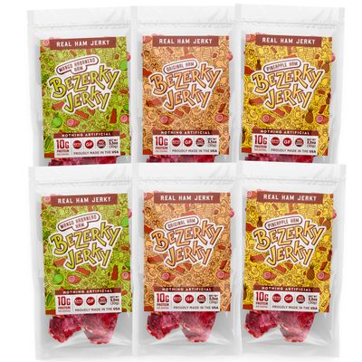 All Natural Ham | Jerky Variety Pack | Old Fashioned Recipe | Keto-Friendly | Gluten-Free | low carb snack | High Protein | Bezerky Jerky 3.3 Oz (Pack of 6)