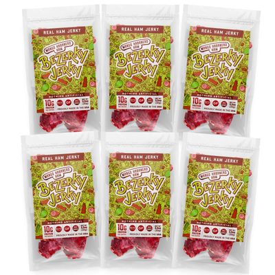 Old Fashioned Hot Jerky | Mango Habanero | Small Batch Handcrafted | Healthy Carnivore Ham | All American | Non-GMO | Gluten-Free | Low Fat | High Protein | Bezerky Jerky | 3.3 Oz (Pack of 6)
