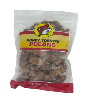 Buc-ee's Organic Pecans Candied Pecans, Roasted, Salted, Glazed & Chocolate-Covered | Variety of Flavors | Whole & Halves | Non-GMO Snacks, Protein-Rich School Snacks (Honey Toasted, 12 Ounce)
