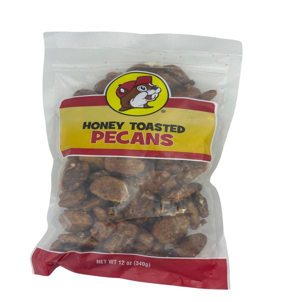 Buc-ee's Organic Pecans  Candied Pecans, Roasted, Salted, Glazed & Chocolate-Covered | Variety of Flavors | Whole & Halves | Non-GMO Snacks, Protein-Rich School Snacks (Honey Toasted, 12 Ounce)