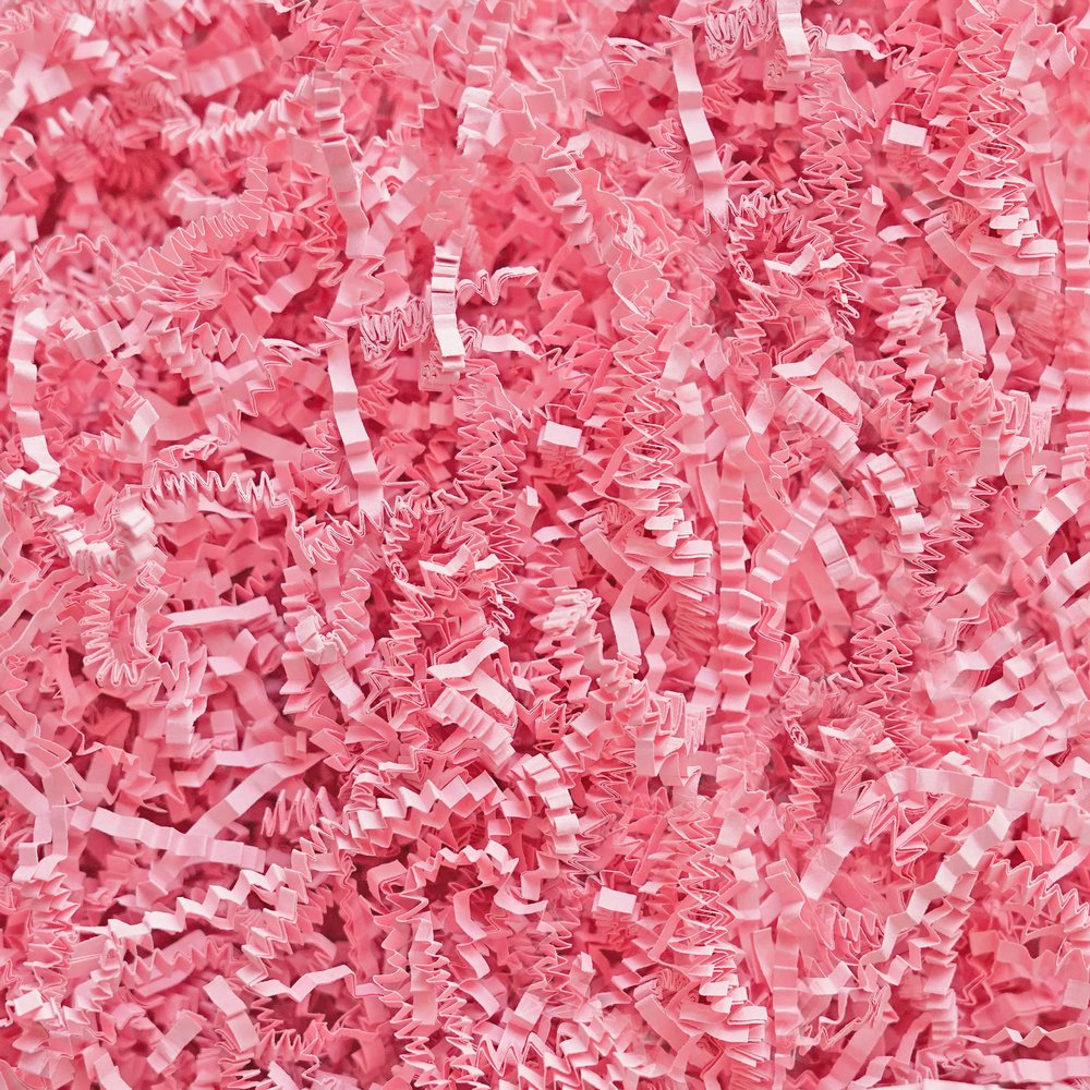 Bobobag - 2LB Crinkle Cut Paper Shred Filler Recyclable Gift Wrap Confetti Raffia Grass Shred Paper for Easter Baskets Filler Creative Eggs Decor (Pink)