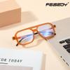 FEISEDY Reading Glasses Vintage Square Blue Light Blocking Glasses Women Men 70s Flat Aviator Glasses B0090 Orange 2.0x view 4