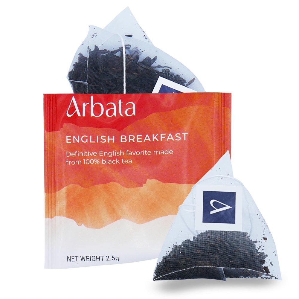 Arbata English Breakfast Tea, 24 Pyramid Tea Bags  Artisanal High Caffeine Black Tea, Robust & Full-Bodied Classic English Breakfast Tea Sachets