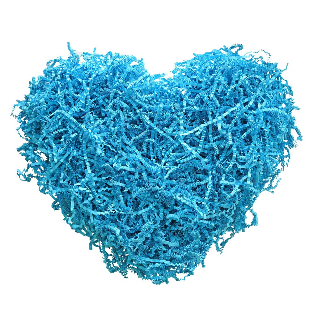 Bobobag - 4oz Crinkle Cut Paper Shred Filler Recyclable Gift Wrap Confetti Raffia Grass Shred Paper for Easter Baskets Filler Creative Eggs Decor (Blue)