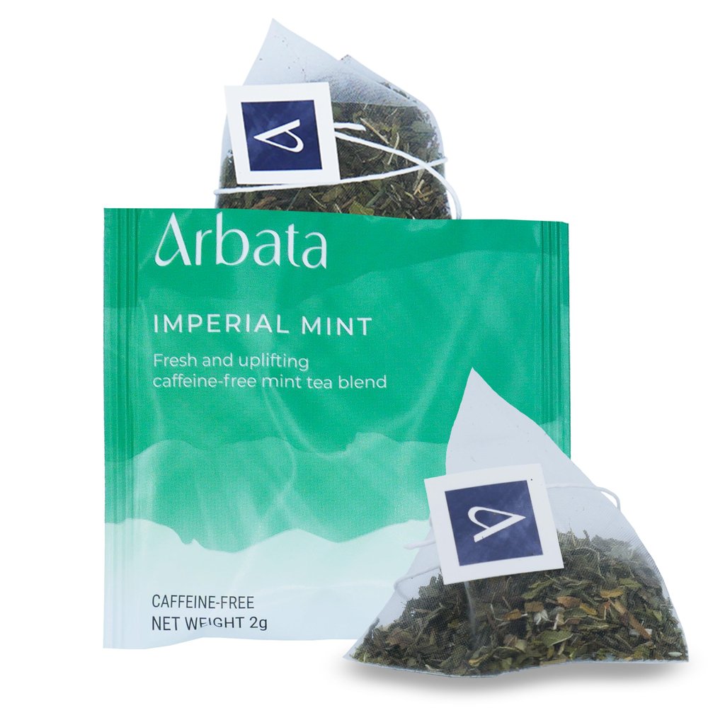 Arbata Imperial Mint Tea, 24 Pyramid Tea Bags  Artisanal Decaf Herbal Tea with Spearmint, Peppermint & Lemon Verbena, Caffeine-Free Herbal Tea Sachets