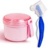 Mckkor Denture Case with Denture Brush, Waterproof Denture Bath with Portable Denture Brush Holder,Partial Denture Case with Basket denture cups for soaking dentures (pink) view 1