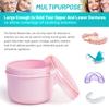 Mckkor Denture Case with Denture Brush, Waterproof Denture Bath with Portable Denture Brush Holder,Partial Denture Case with Basket denture cups for soaking dentures (pink) view 2