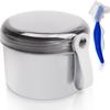 Mckkor Denture Case with Denture Brush, No Leak Denture Bath Box, Denture Travel Case, Denture Cup with Basket for Soaking Dentures (grey) view 1