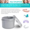 Mckkor Denture Case with Denture Brush, No Leak Denture Bath Box, Denture Travel Case, Denture Cup with Basket for Soaking Dentures (grey) view 2
