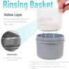 Mckkor Denture Case with Denture Brush, No Leak Denture Bath Box, Denture Travel Case, Denture Cup with Basket for Soaking Dentures (grey) view 3