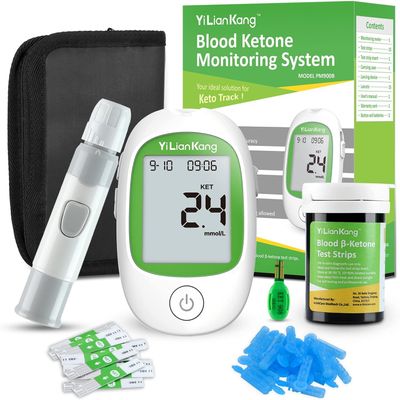 YiLianKang Blood Ketone Meter and 15 Blood Ketone Test Strips and 15 Lancets, Ketone Monitor Kit For Ketogenic Diet, Keto Test Check Ketosis, 5 Second Fast Get Results