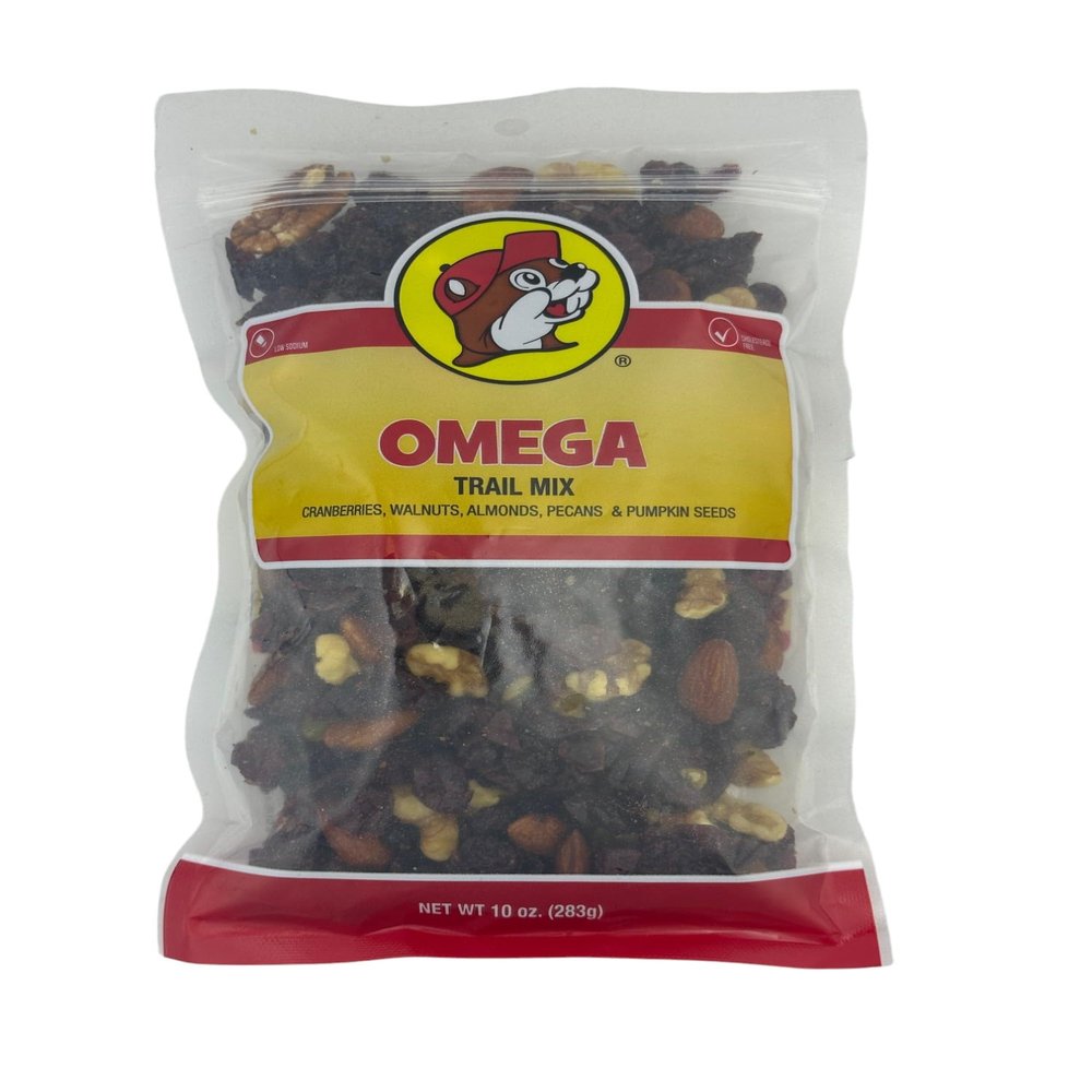 Buc-ee's Trail Mix  High Protein Trail Mix of Dried Fruit and Nuts, Crunchy and Deliciously Sweet, Healthy Breakfast and Travel Snacks for Adults, Resealable Bag (Omega, 10 Ounce)