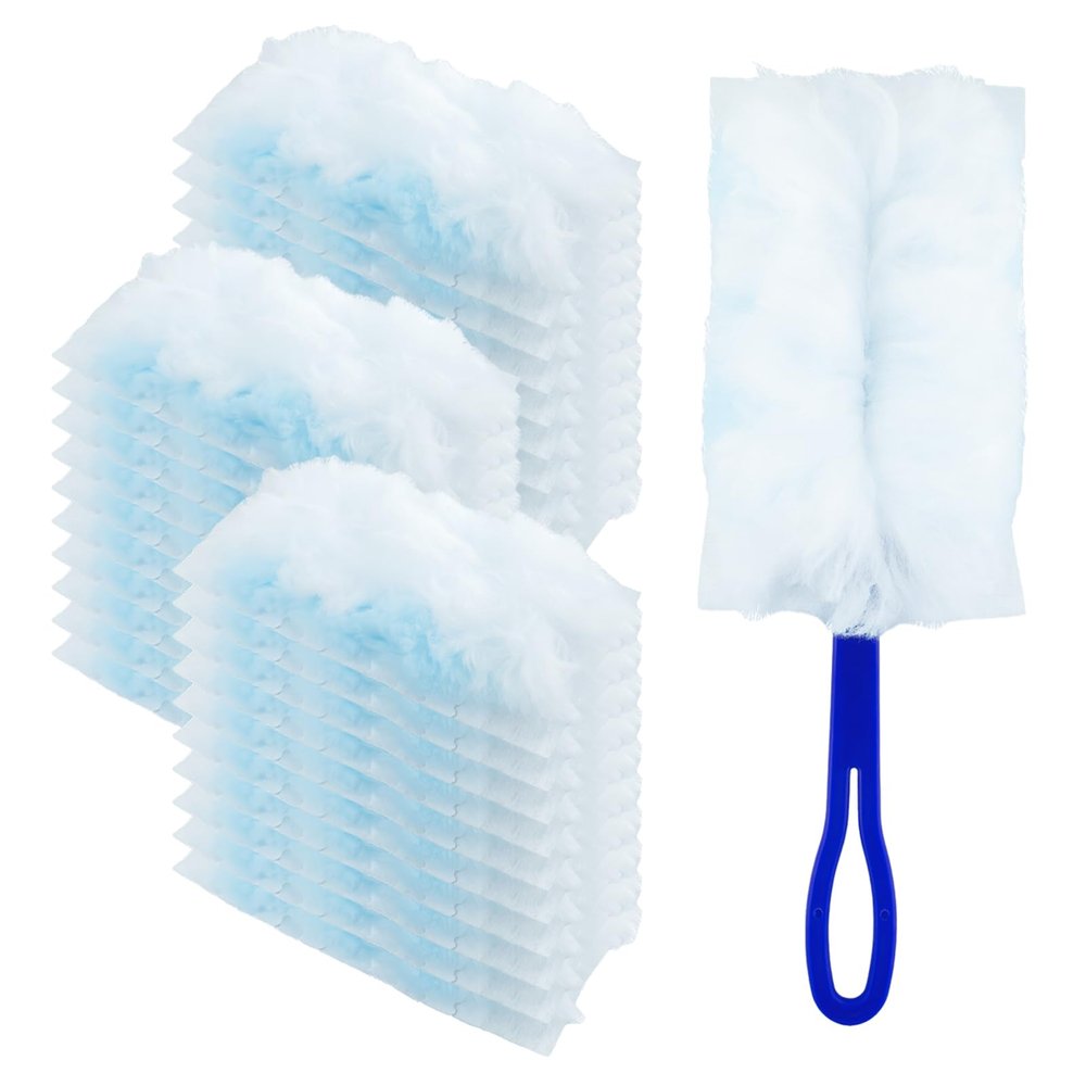 CQYYRT 30Pcs Duster Refills, Disposable Duster Refills Compatible with Swiffer, 180 Fluffy Duster Replacement with 1 Extra Handle