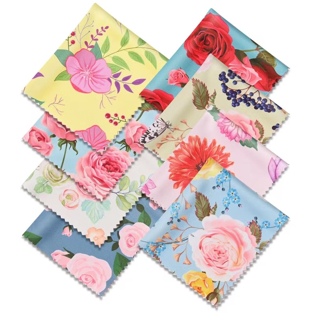 8 Pack Microfiber Cleaning Cloths (7" x 6") Multicolor Flower Glasses Cleaning Cloth for Eyeglasses, Camera Lens, Cell Phones, Laptops, LCD TV Screens and More