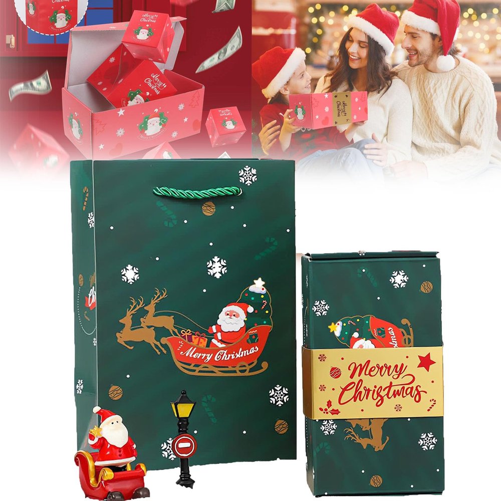 Docxide Surprise Gift Boxes Explosion for Money, Surprise Gift Box Set, Surprise Gift Box Explosion Christmas for Christmas Birthday Anniversary Valentine (1PC-Green)