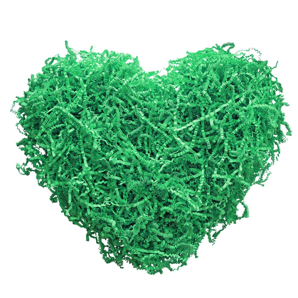 Bobobag - 4oz Crinkle Cut Paper Shred Filler Recyclable Gift Wrap Confetti Raffia Grass Shred Paper for Easter Baskets Filler Creative Eggs Decor (Green)