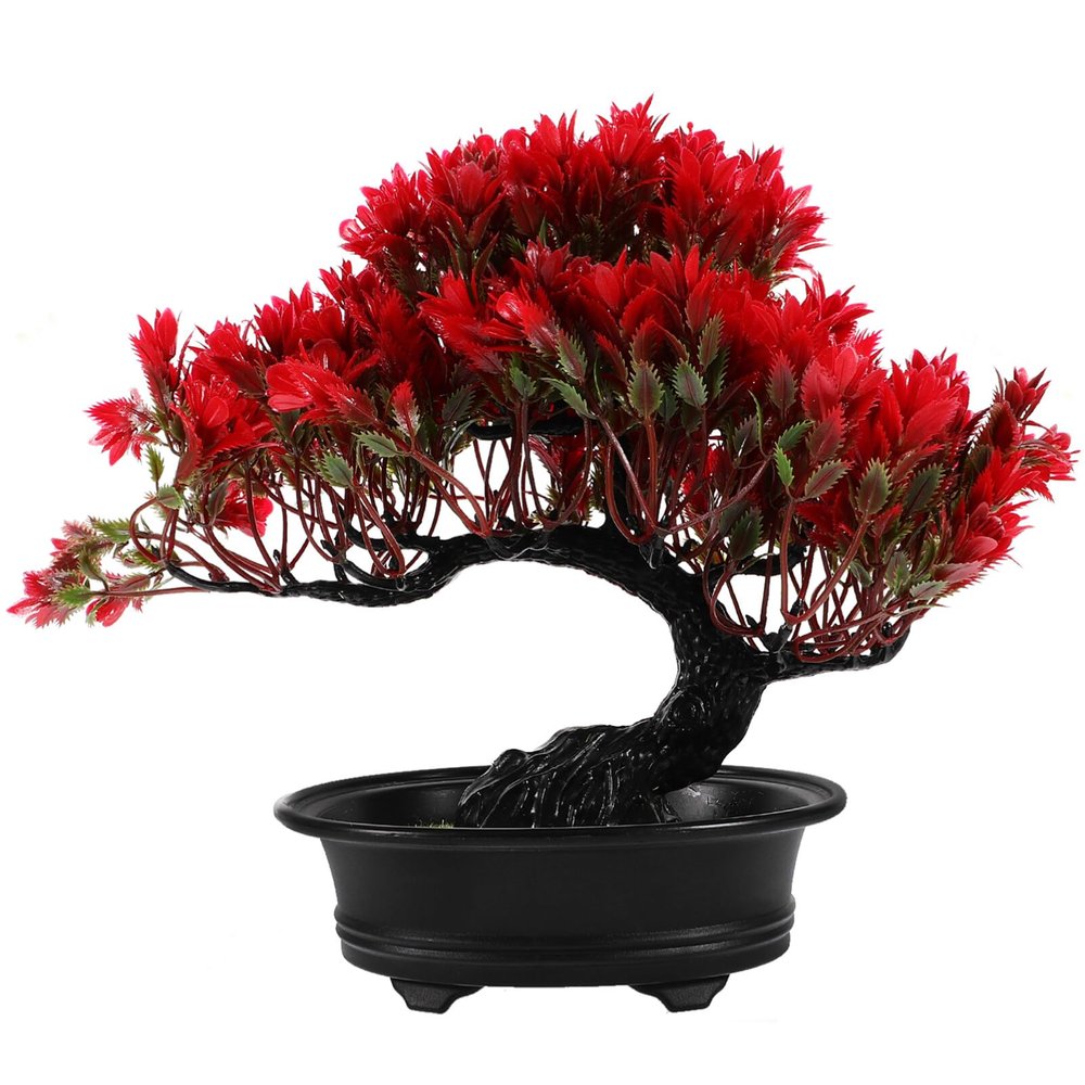 Kichvoe Artificial Pine Bonsai Tree Realistic Faux Plant for Home Office and Zen Decor Space-Saving Potted Greenery for Guest Greeting and Tabletop Display