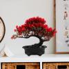 Kichvoe Artificial Pine Bonsai Tree Realistic Faux Plant for Home Office and Zen Decor Space-Saving Potted Greenery for Guest Greeting and Tabletop Display view 2