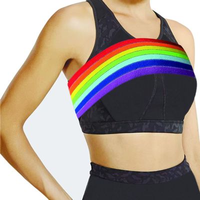BANWMEN Post Surgical Implant Stabilizer Strap Support Brace Bandage, Breast Augmentation and Reduction Band, Chest Compression Support Band for Large Breast Exercise, Fits Most (Rainbow)