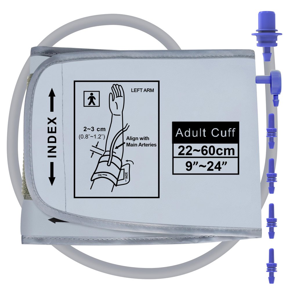 XXL Blood Pressure Cuff 9-24 (22-60CM) Compatible with Most Automatic Blood Pressure Monitors, Extra Large BP Replacement Cuff for Big Arms - Includes 6 Connectors