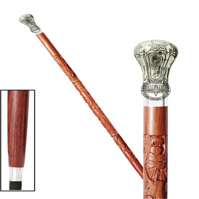 Nautical Designer WaUlking Stick Men & Women Canes and Wooden 37 inch Handle Nickel Natural Wood Rosewood was