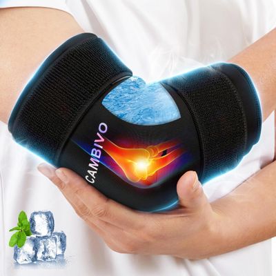 CAMBIVO Reusable Ice Pack Sleeve for Elbow  Hot & Cold Therapy Compression Brace for Tendonitis, Tennis Elbow, Bursitis, Arthritis, Arm & Calf Injuries, Pain Relief, Workout Recovery