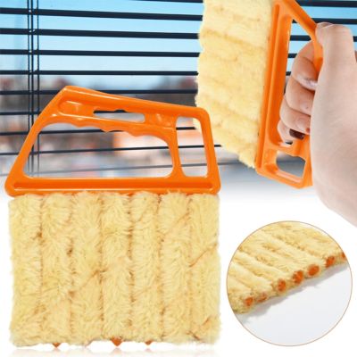 4Pcs Blind Duster Window Blind Cleaner Duster Brush Microfiber Material PP Handle Blind Cleaning Tools for Windows, Doors, Air Conditioners, Furniture Cleaning Yellow