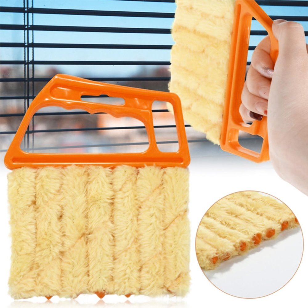 4Pcs Blind Duster Window Blind Cleaner Duster Brush Microfiber Material PP Handle Blind Cleaning Tools for Windows, Doors, Air Conditioners, Furniture Cleaning Yellow