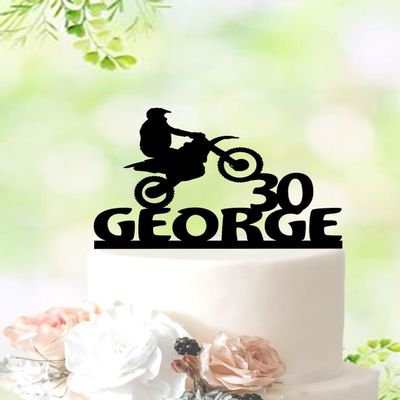 TiTaicor Motorcycle Cake Topper,Motocross Cake Topper,Biker Birthday Decorations,Dirt Bike Cake Topper,Motorcycle Theme Party Supplies for Birthday,Bride,Marry,Wedding,Graduate,Retirement.