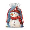 UNIOND Christmas Snowman Bird Snowflake Print Christmas Gift Bags Burlap Xmas Drawstring Bags Reusable Favor Bags With Gift Tag For Christmas New Year'S Day Present Wrapping Bags view 2