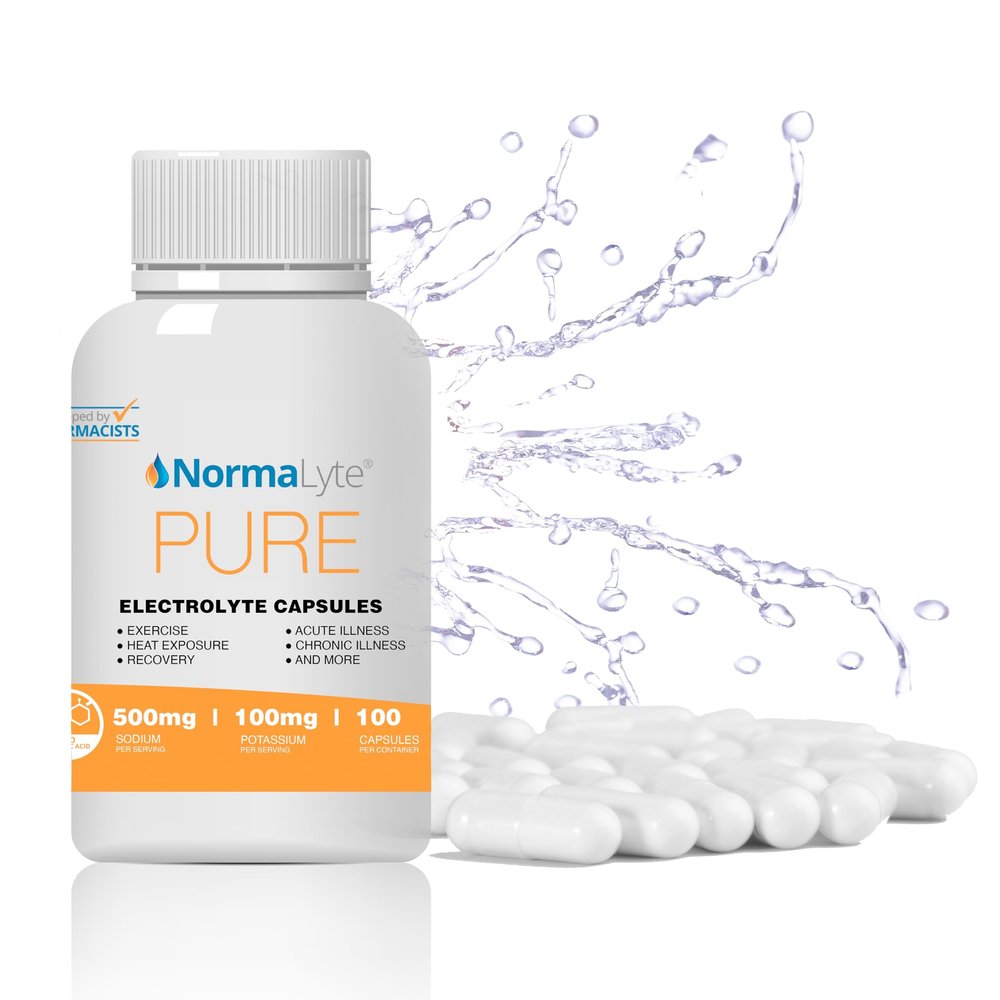 NormaLyte Pure Electrolyte Salt Capsules for POTS Syndrome & Dysautonomia - Sodium Supplement - Hydration Salt Pills for Energy Boost and Recovery - 100 Count