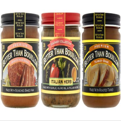 Better Than Bouillon Base Variety Pack, 1 Premium Baked Ham Base, 1 Culinary Collection Italian Herb Base, 1 Premium Turkey Base, 8 Ounce Jars (Pack of 3)