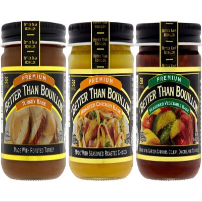 Better Than Bouillon Premium Base Variety Pack, 1 Premium Turkey Base, 1 Premium Roasted Chicken Base, 1 Premium Seasoned Vegetable Base, 8 Ounce Jars (Pack of 3)