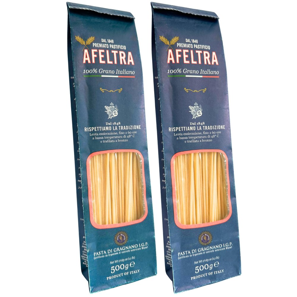 Afeltra Spaghettoni Pasta from Italy 1.1 lb. (500g)(Pack of 2) Spaghetti - Similar to Bucatini - Fettuccine - Linguine - Tagliatelle - Pasta di Gragnano - Bronze Cut - Slow Dried